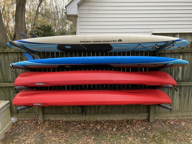 Outdoor Wall Rack |  46 Inch Adjustable Height | Kayak & SUP - OVERLANDERS Outfitter