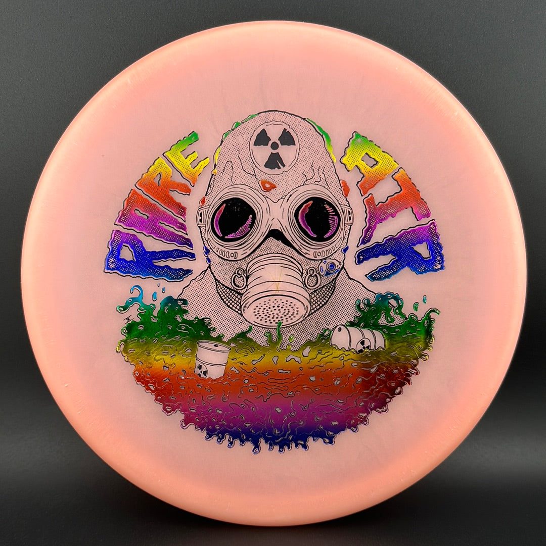 Color Lunar Recon Mortar F2 disc golf disc by Rare Air Discs featuring Radioactive Man stamp in vibrant colors and detailed design.
