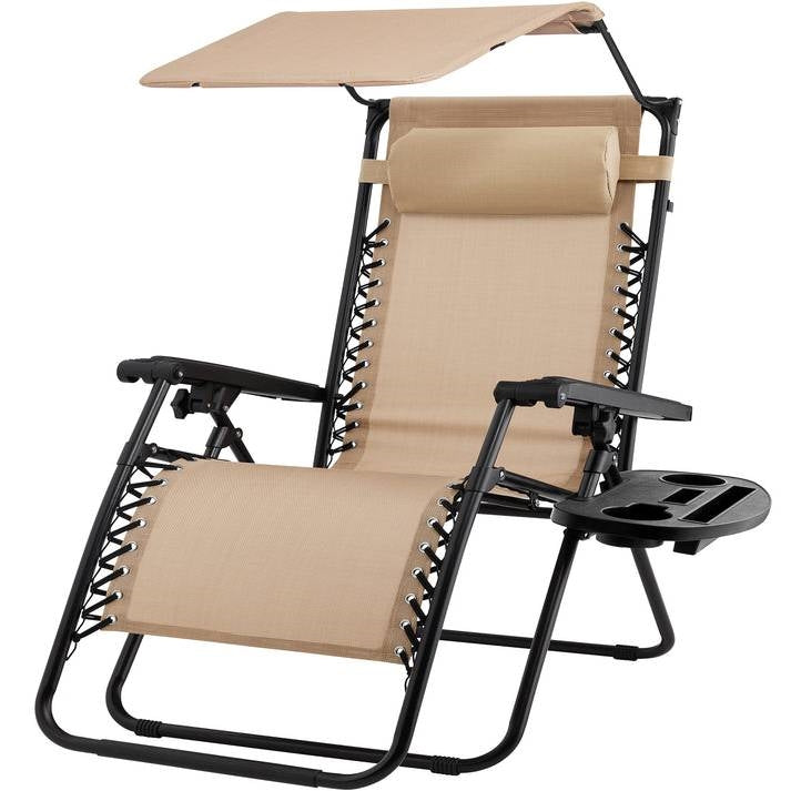 Beige Zero Gravity Folding Reclining Patio Lounge - OVERLANDERS Outfitter