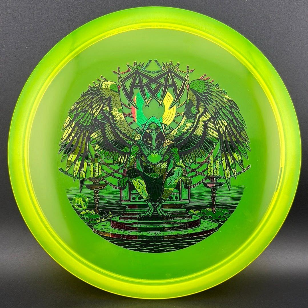 CryZtal Buzzz disc golf disc by Rare Air Discs, featuring Karudi the Overseer design from Cult of RAD collection.