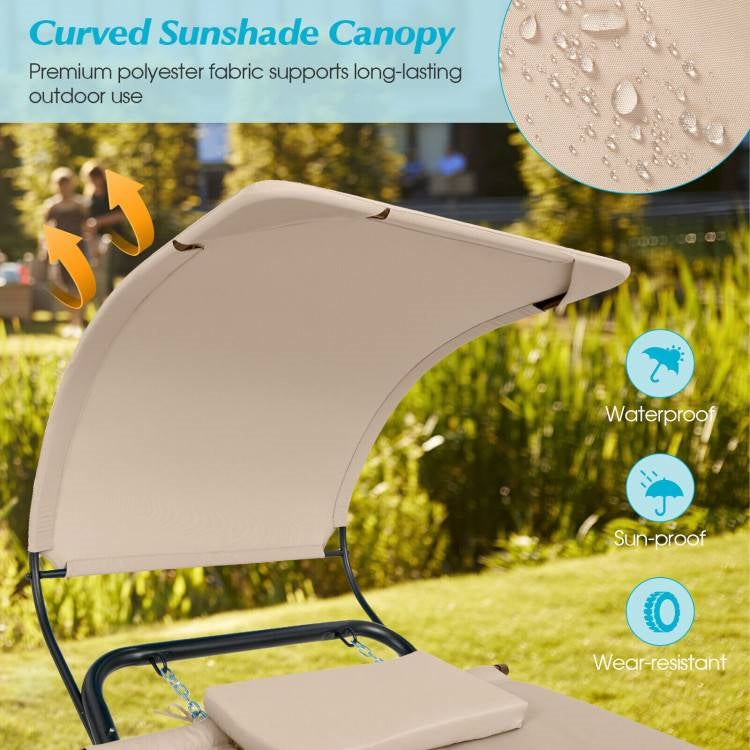 Beige Polyester Chaise Lounge Chair Hammock with Canopy & Storage Bag - OVERLANDERS Outfitter