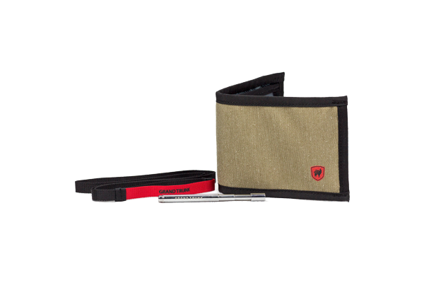 GrandTrunk bi-fold travel wallet with multiple card slots and a sleek design, ideal for organizing essentials on the go.