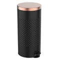 Black and gold metal step-on trash can with hands-free foot pedal, 8-gallon capacity, perfect for kitchen use by HomePacific.