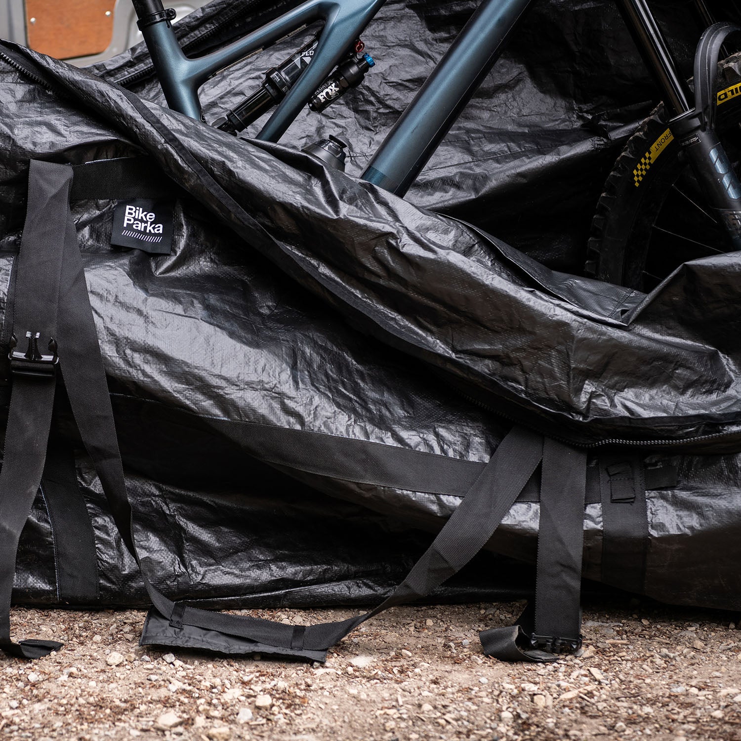 ZEITBIKE BikeParka RoughSac bicycle transport bag with padded design for safe bike storage and travel.