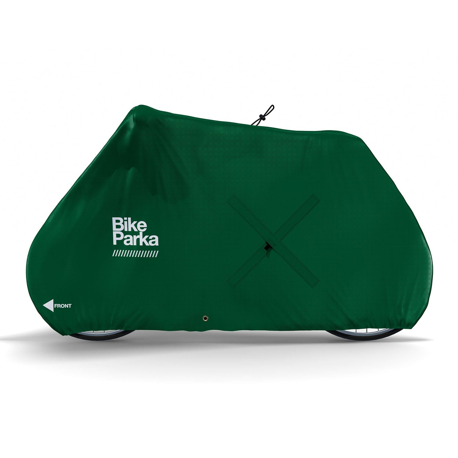 ZEITBIKE BikeParka urban bicycle cover in forest green, designed to protect bikes from weather and dust.