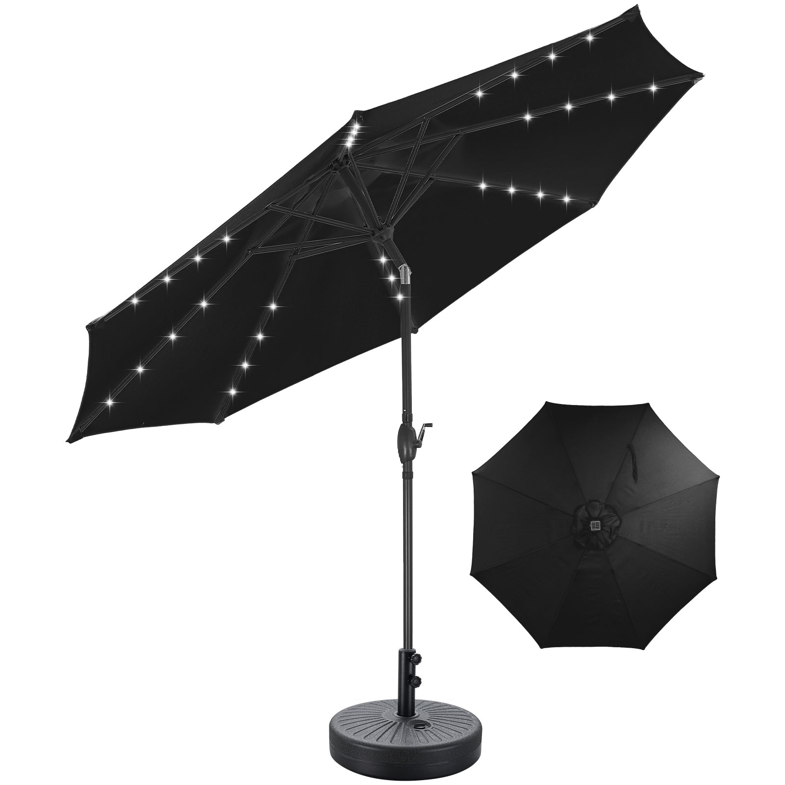 Ainfox 10ft Solar Patio Umbrella Outdoor Umbrella Market Umbrella With Umbrella Base - OVERLANDERS Outfitter