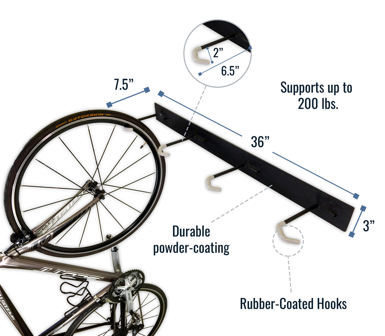 Blackstone Wall Mounted Bike Storage Rack | 8 Bikes | Black - OVERLANDERS Outfitter