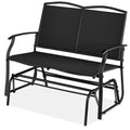 2 Seat Mesh Patio Loveseat Swing Glider Rocker with Armrests in Black - OVERLANDERS Outfitter