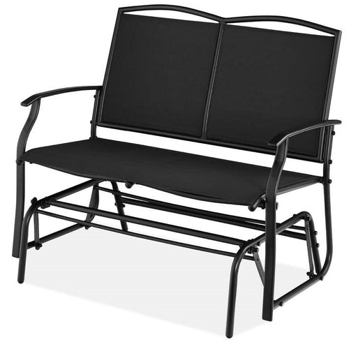 2 Seat Mesh Patio Loveseat Swing Glider Rocker with Armrests in Black - OVERLANDERS Outfitter