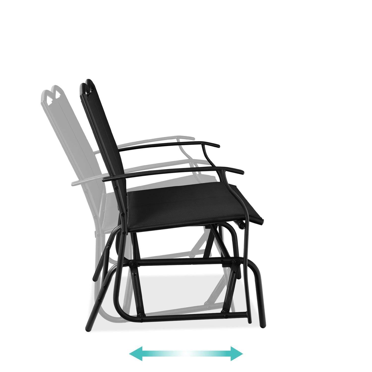 2 Seat Mesh Patio Loveseat Swing Glider Rocker with Armrests in Black - OVERLANDERS Outfitter