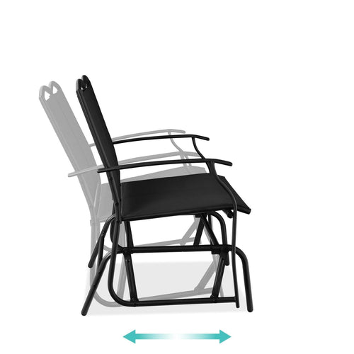 2 Seat Mesh Patio Loveseat Swing Glider Rocker with Armrests in Black - OVERLANDERS Outfitter