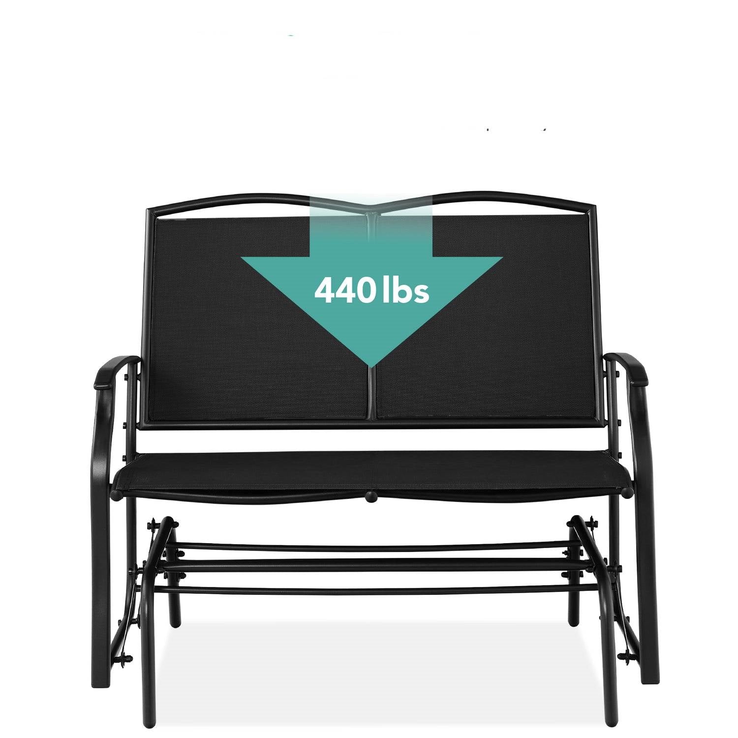2 Seat Mesh Patio Loveseat Swing Glider Rocker with Armrests in Black - OVERLANDERS Outfitter