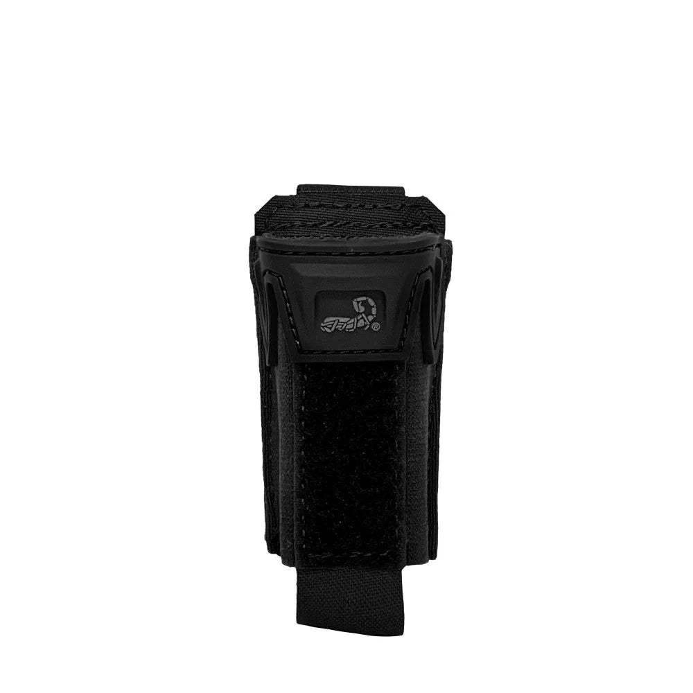 Black HCC Tactical Pincer Pistol Single Pouch for tactical gear storage, mounted on a tactical vest or belt.