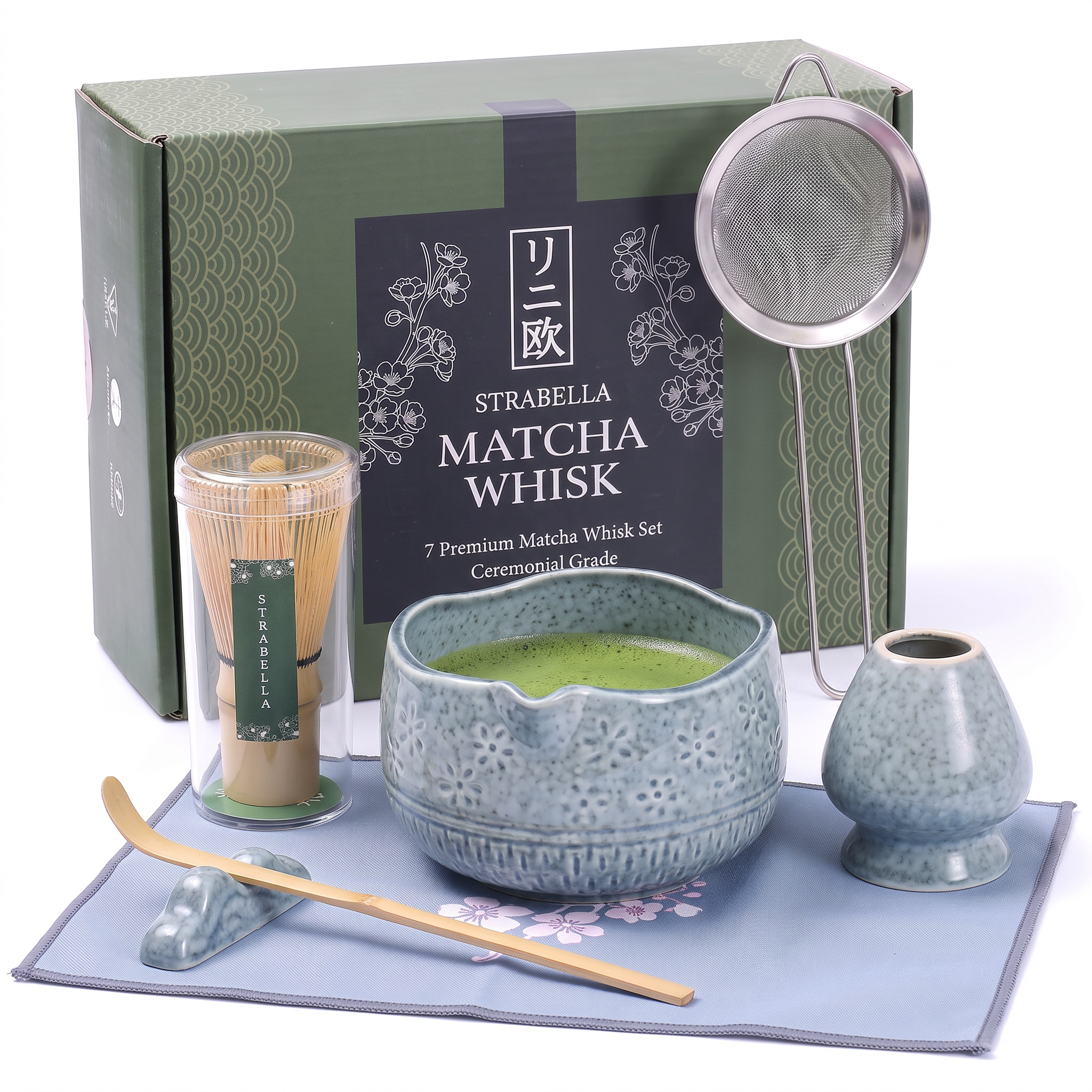 Matcha Whisk Set — Bamboo Chasen + Ceramic Chawan Gift Set