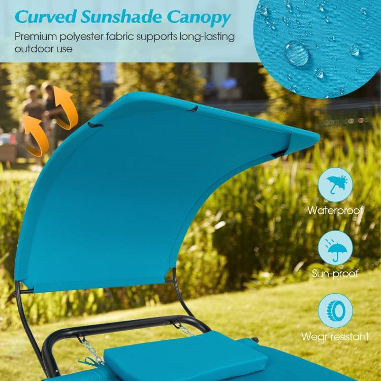 Blue Polyester Chaise Lounge Chair Hammock with Canopy and Storage Bag - OVERLANDERS Outfitter