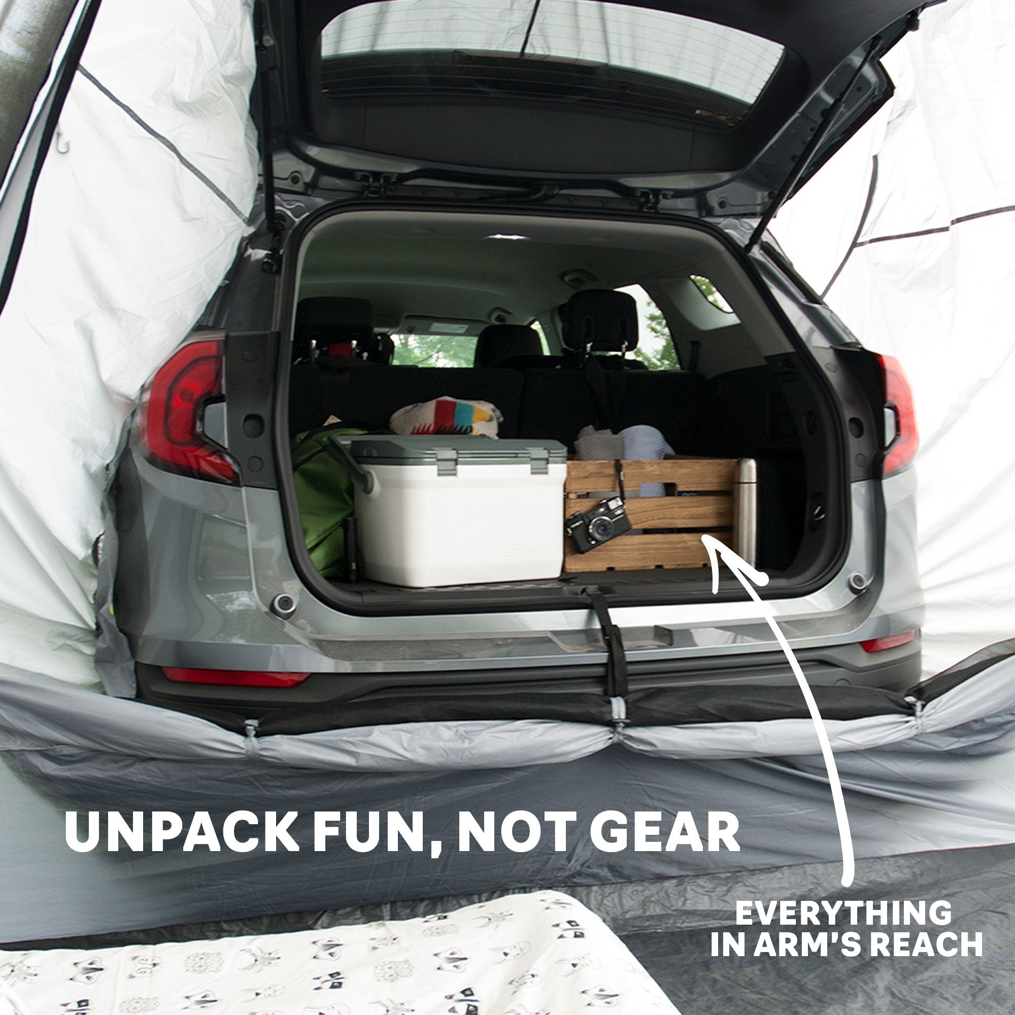 Backroadz SUV Tent by Backcountry Sportsman set up on a vehicle, showcasing its spacious design and durable fabric for outdoor camping.