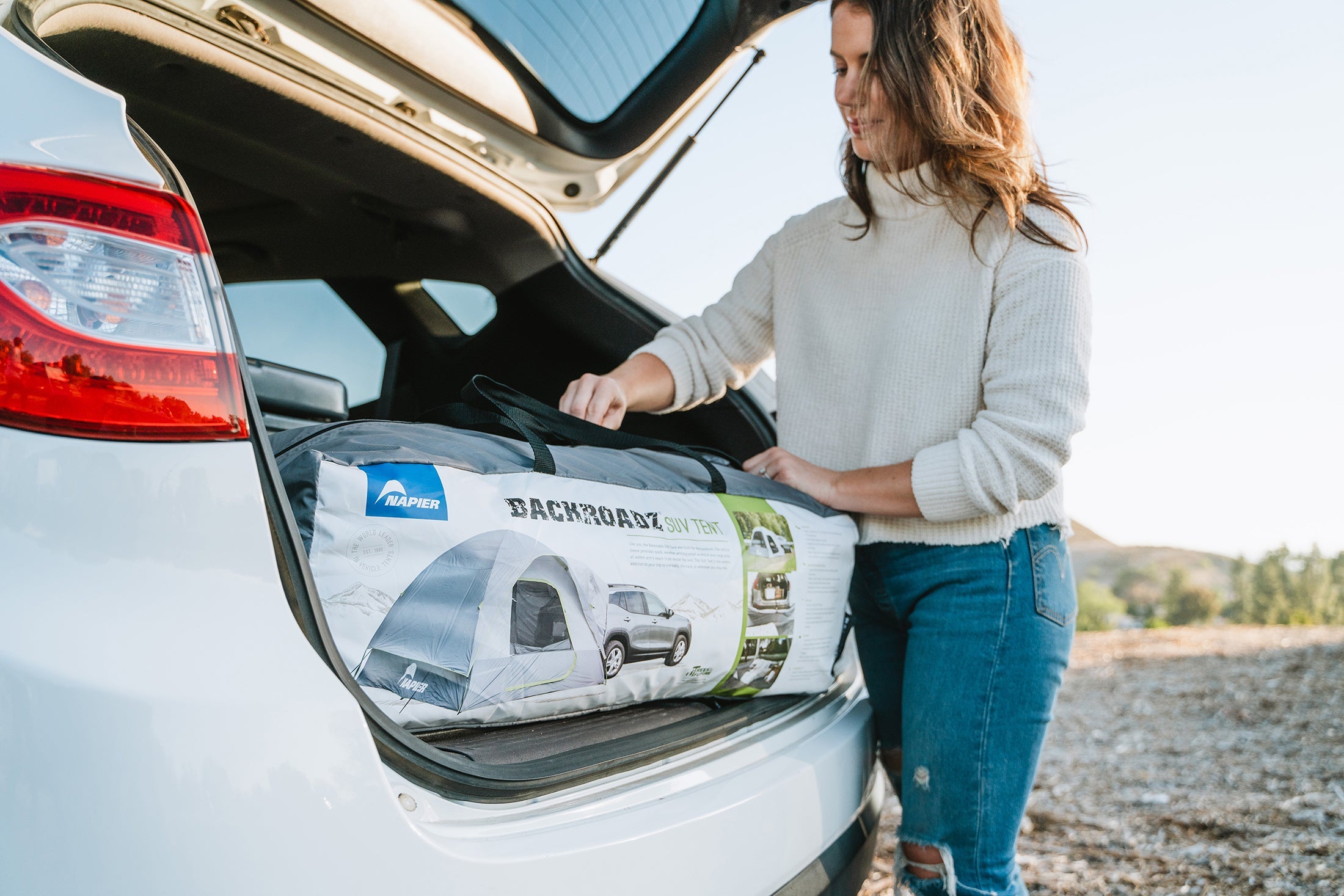 Backroadz SUV Tent by Backcountry Sportsman set up on an SUV, showcasing its spacious design and easy installation for outdoor camping.