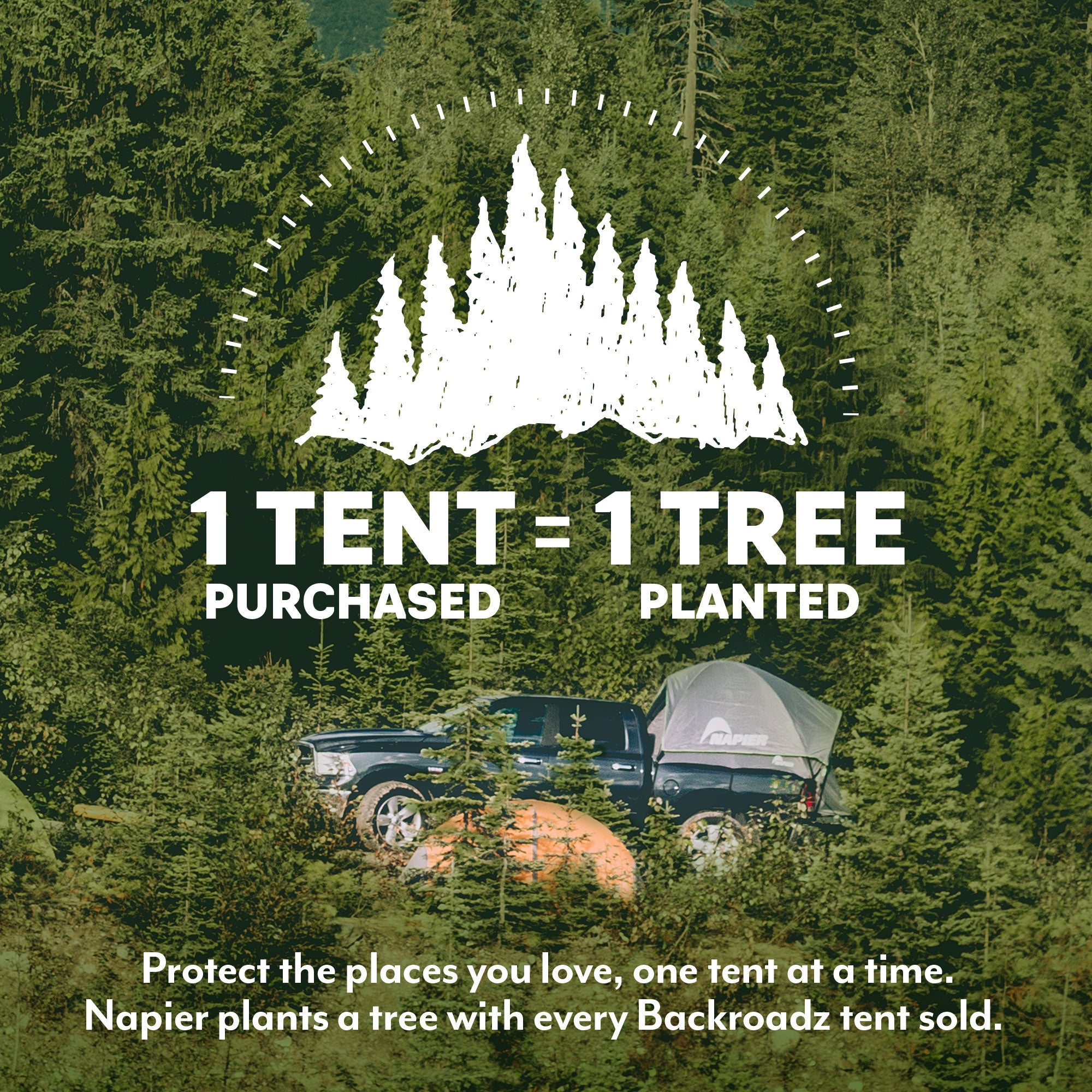 Backcountry Sportsman truck tent set up on a pickup truck, showing the spacious camping shelter with windows and rainfly attached.