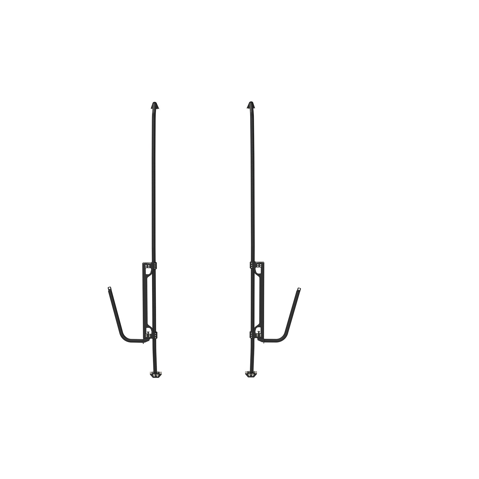 Vanspeed Sprinter Exterior Surf Rack Set with pole, mounted on a van, showcasing durable design for surfboard storage.