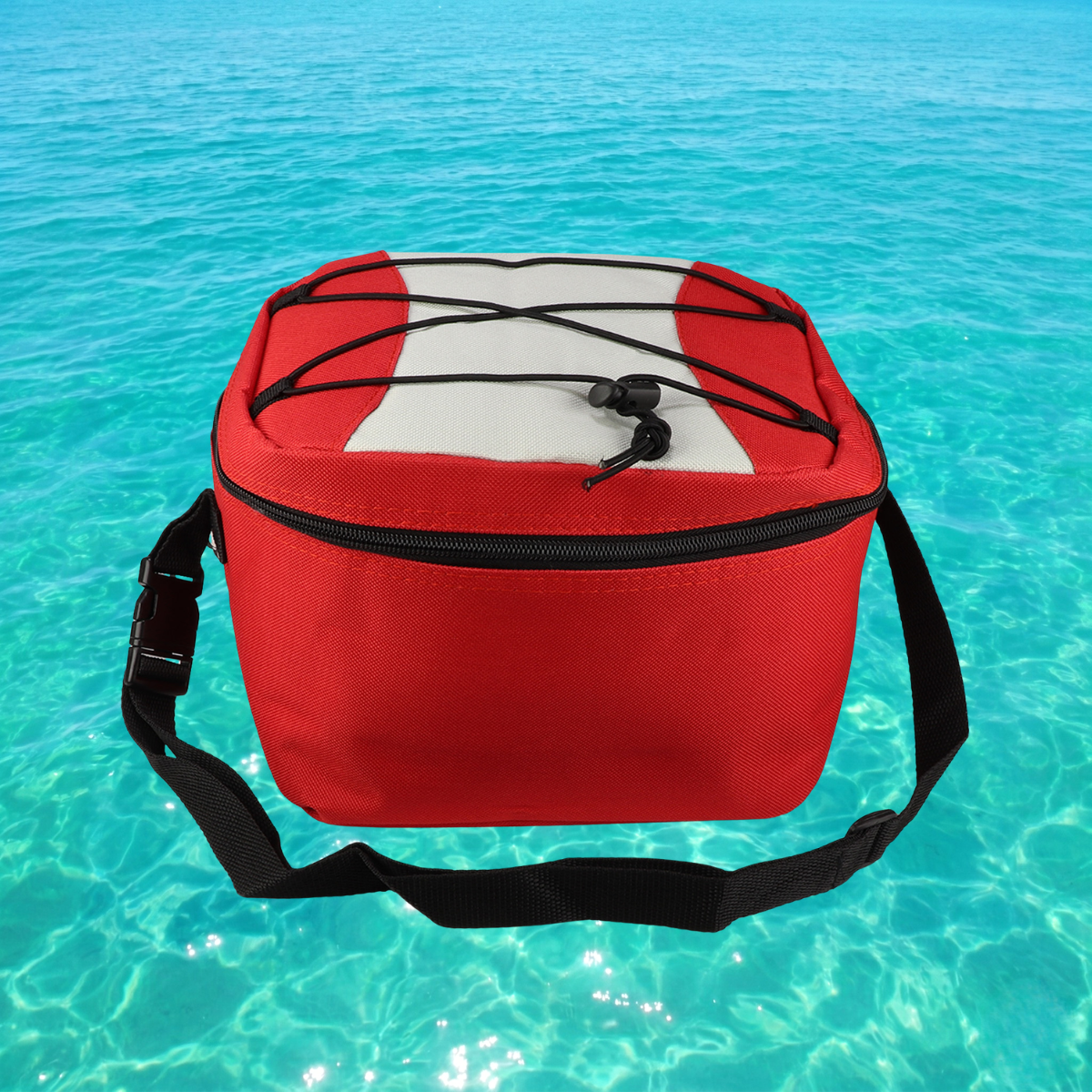 Insulated waterproof cooler bag with a strap, portable soft cooler perfect for outdoor activities and keeping drinks cold.