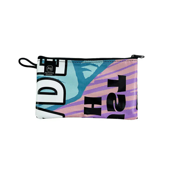 ZEITBIKE Alchemy Goods zipper pouch with liner, upcycled bag featuring a durable zipper and eco-friendly design.