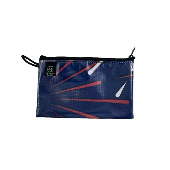 ZEITBIKE Alchemy Goods zipper pouch with liner, upcycled design, practical for organizing small items in bags or on the go.