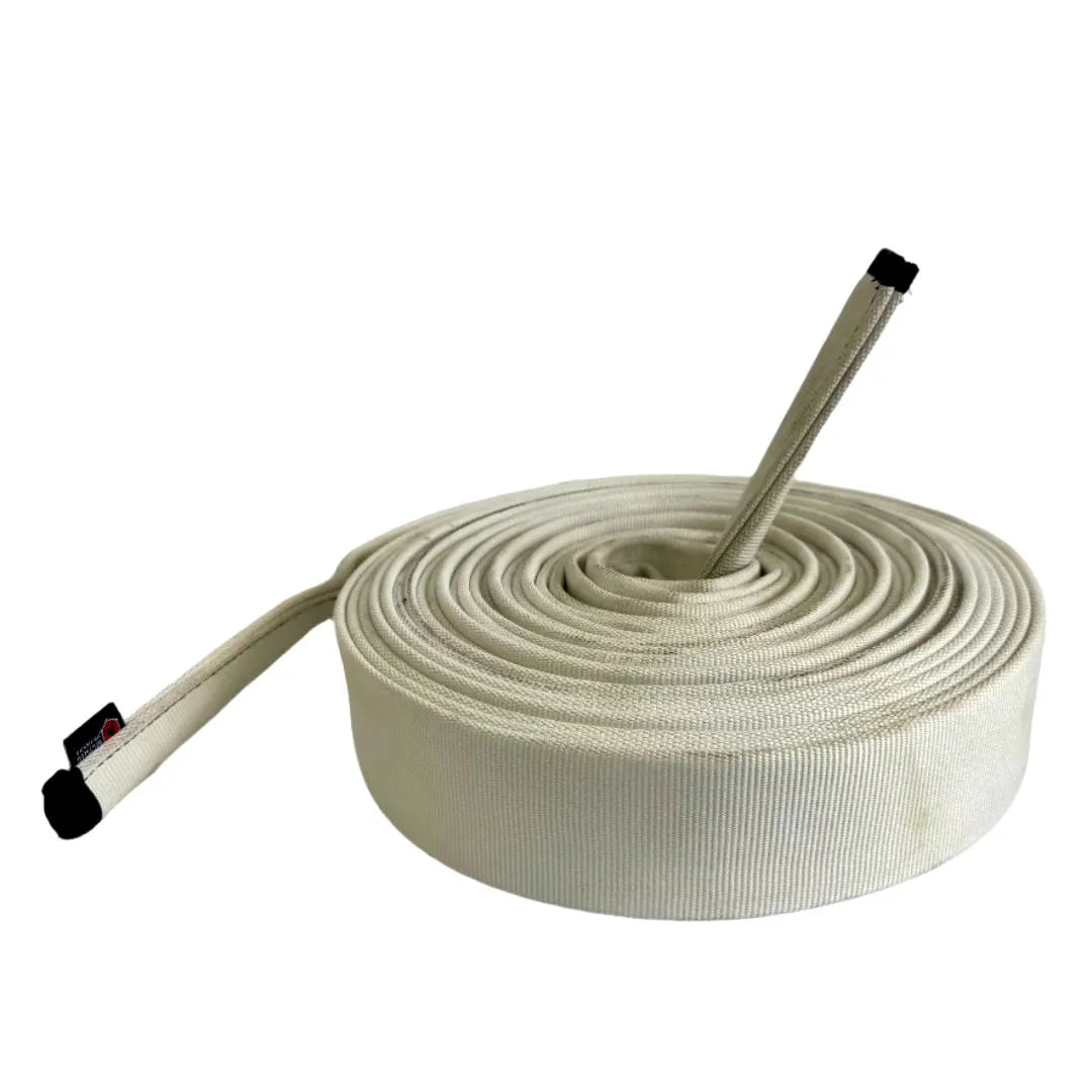 White 50ft Cadet Cord battle rope by Recycled Firefighter, showing the thick, durable rope coiled on a workout surface.