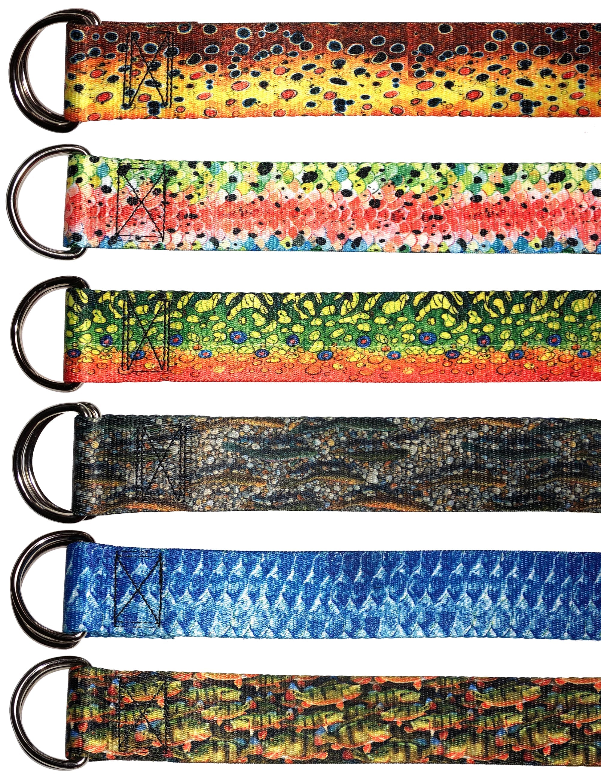 Group of Tarpon Webbing Belts by Cognito Brands, Inc., featuring durable fin flank accessories in various colors and styles.
