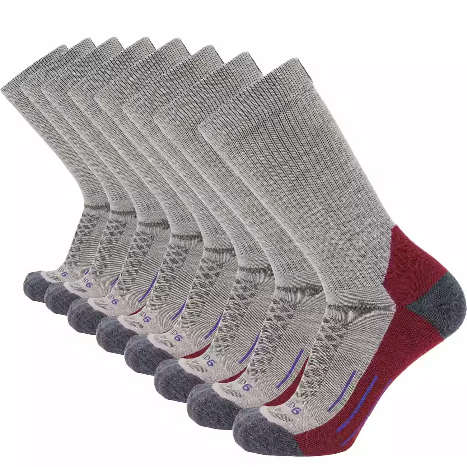 8 Pairs Berry - Hike Crew Midweight Merino Wool Sock - OVERLANDERS Outfitter