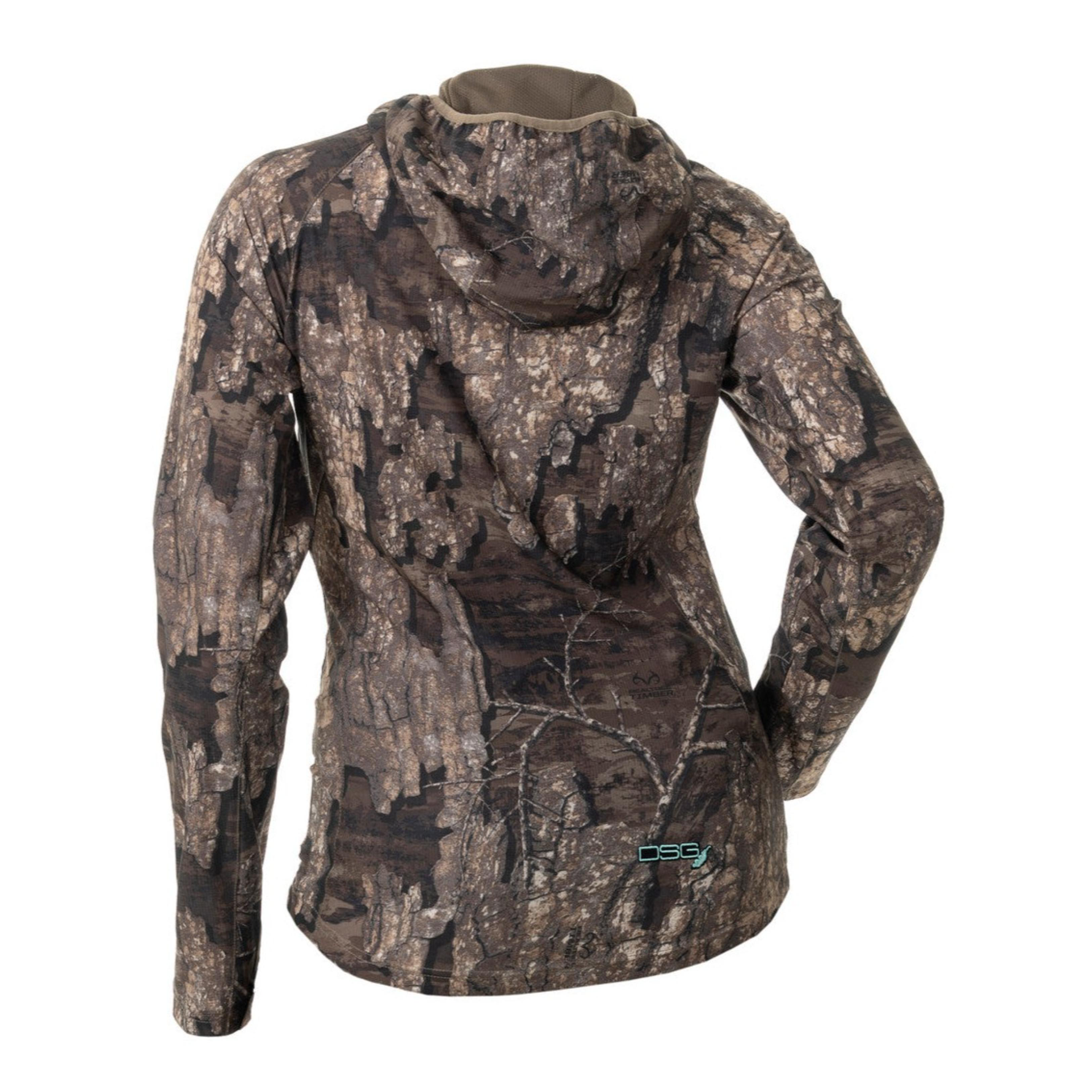 Back view of DSG OUTERWEAR Bexley 3.0 Pullover in timber color, showcasing the relaxed fit and ribbed cuffs.