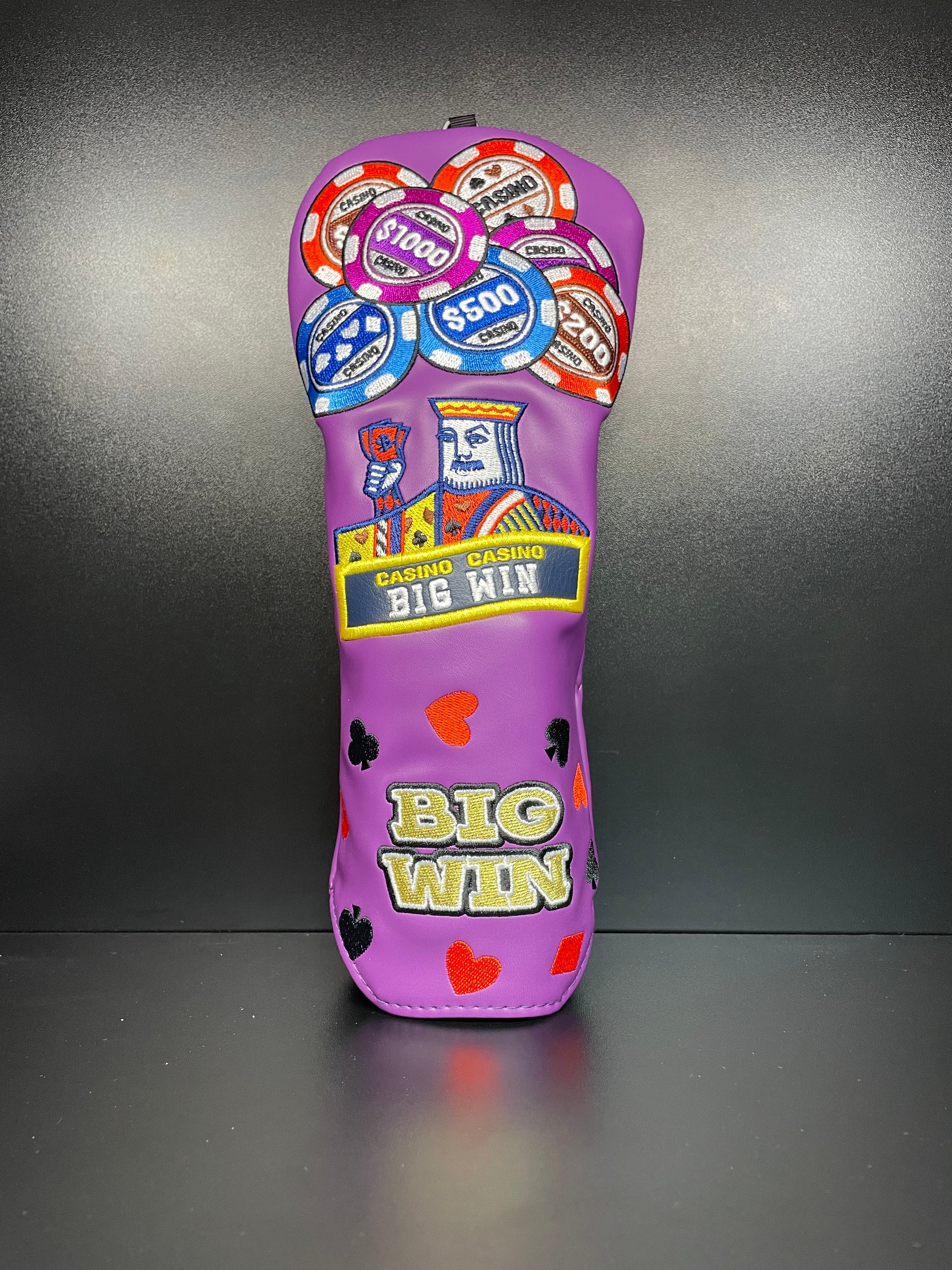 ParWestGolf Big Win Casino golf club headcover featuring a colorful casino chip design, made of durable material.