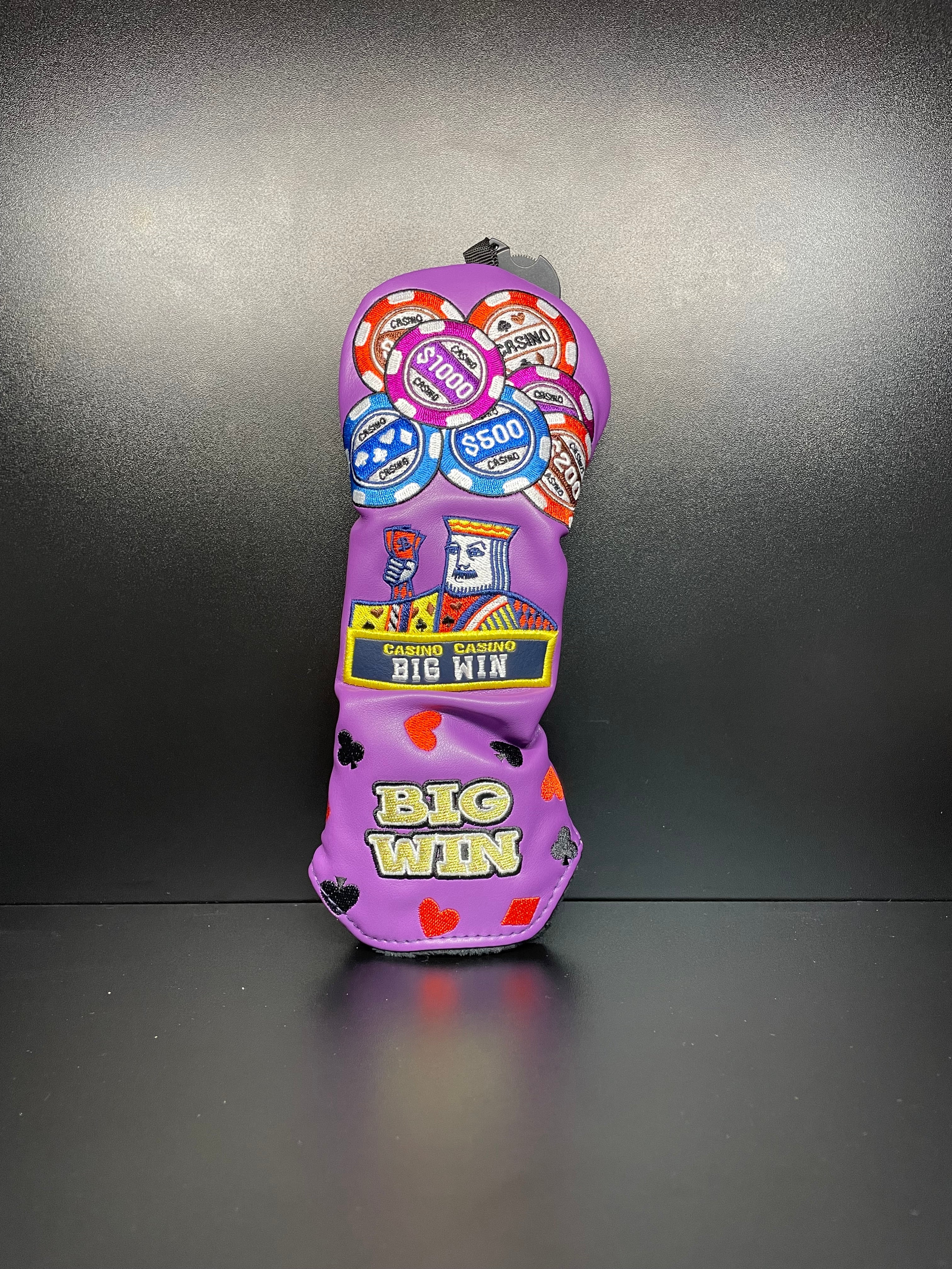 ParWestGolf Big Win Casino golf club headcover featuring a colorful casino theme on a soft, protective cover for clubs.