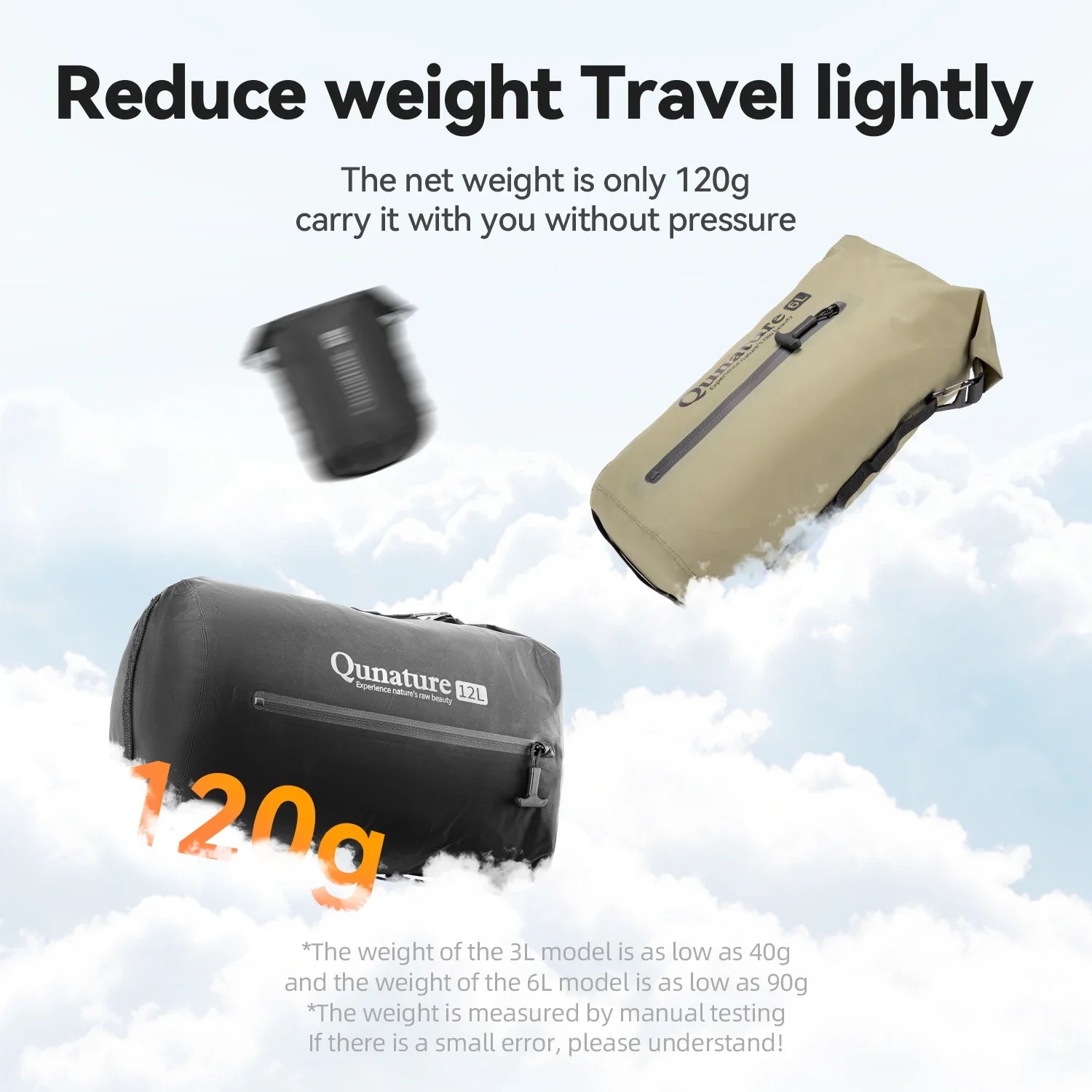 Qunature Global bikepacking rear rack with waterproof compression bag, showcasing durable design for outdoor adventures.