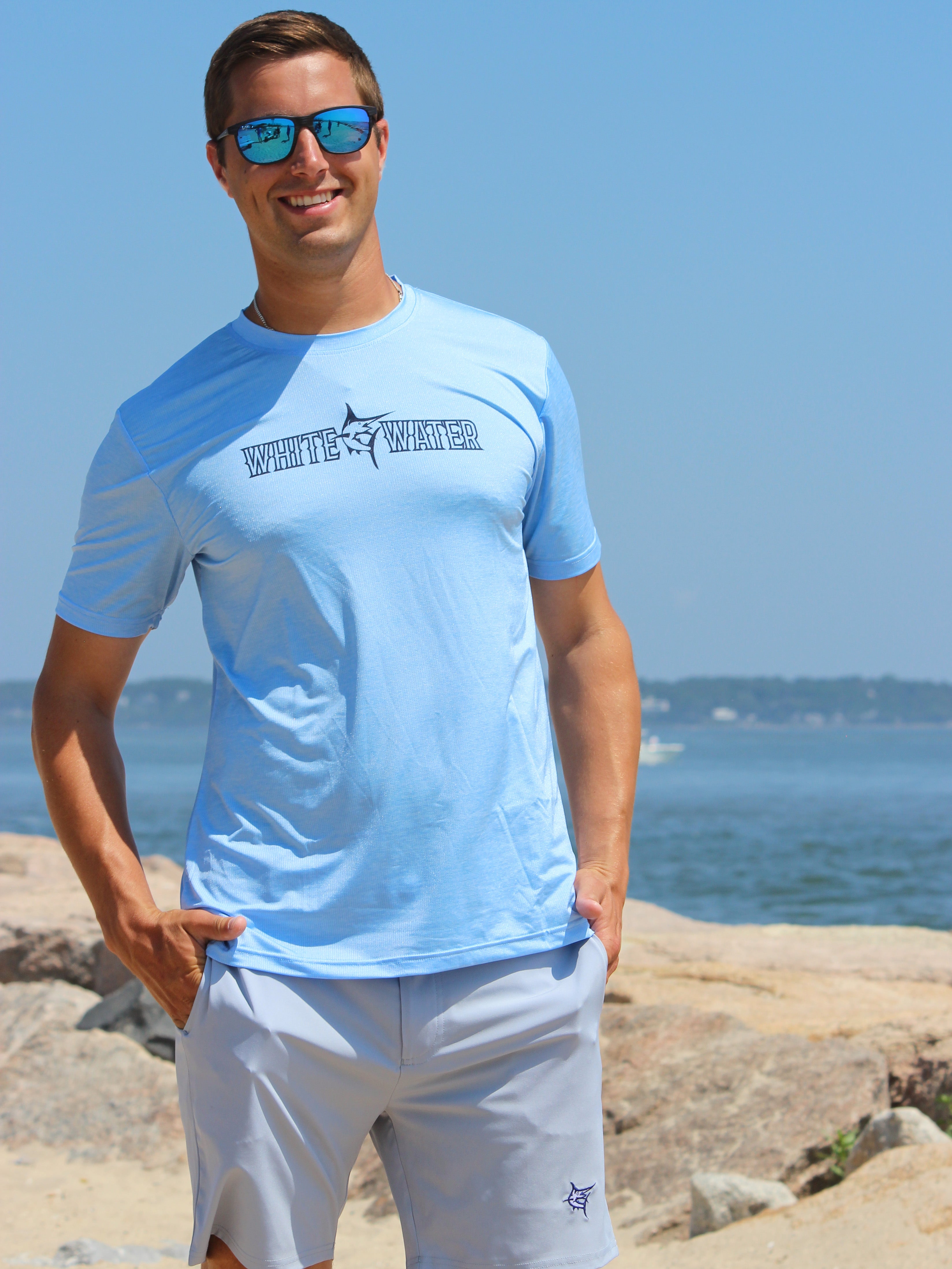 Short sleeve Bimini Primary Performance Tee by White Water Life in vibrant color, ideal for outdoor activities.