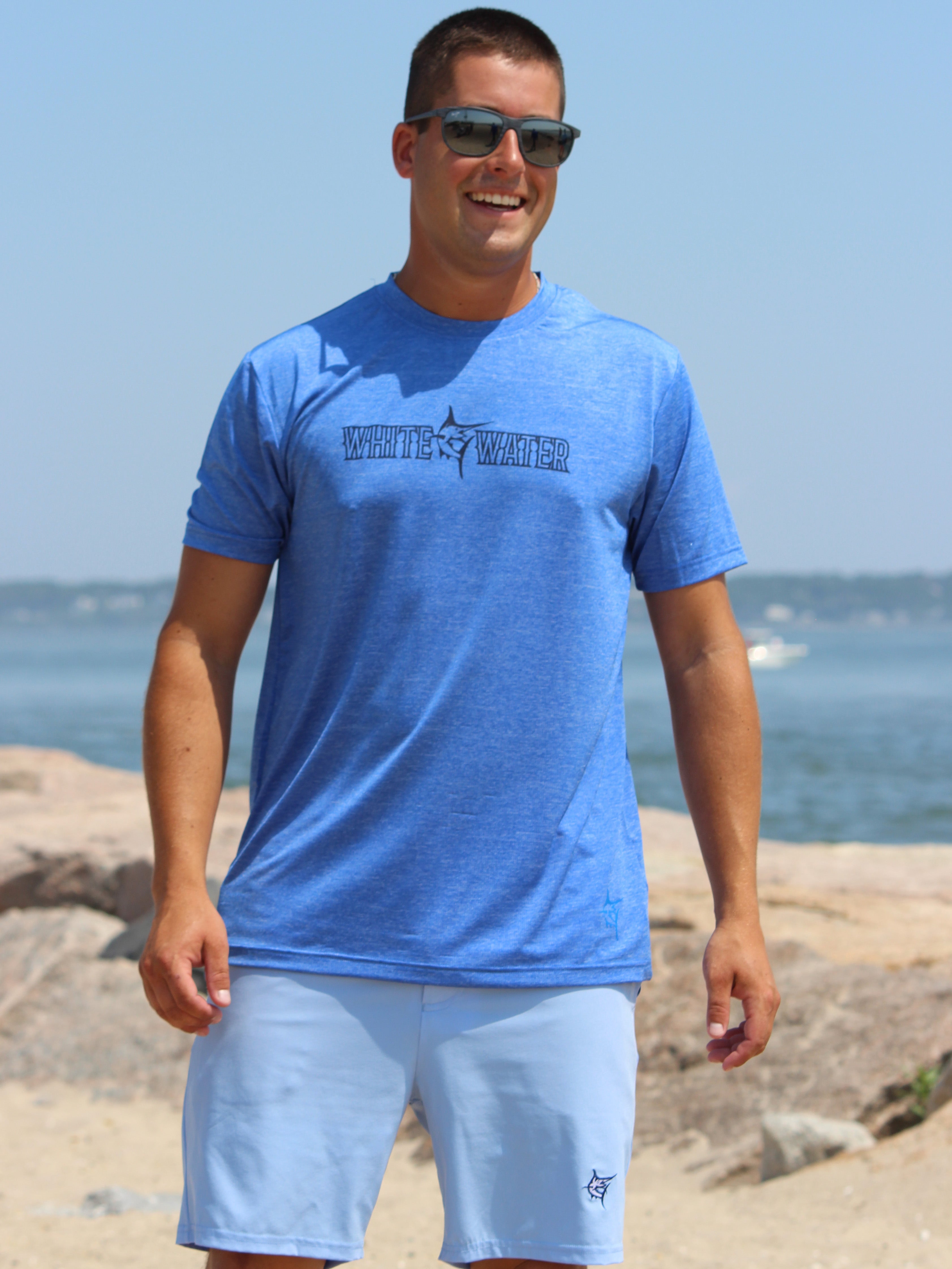 White Water Life Bimini Primary Performance Tee in vibrant colors, featuring short sleeves and a comfortable fit.