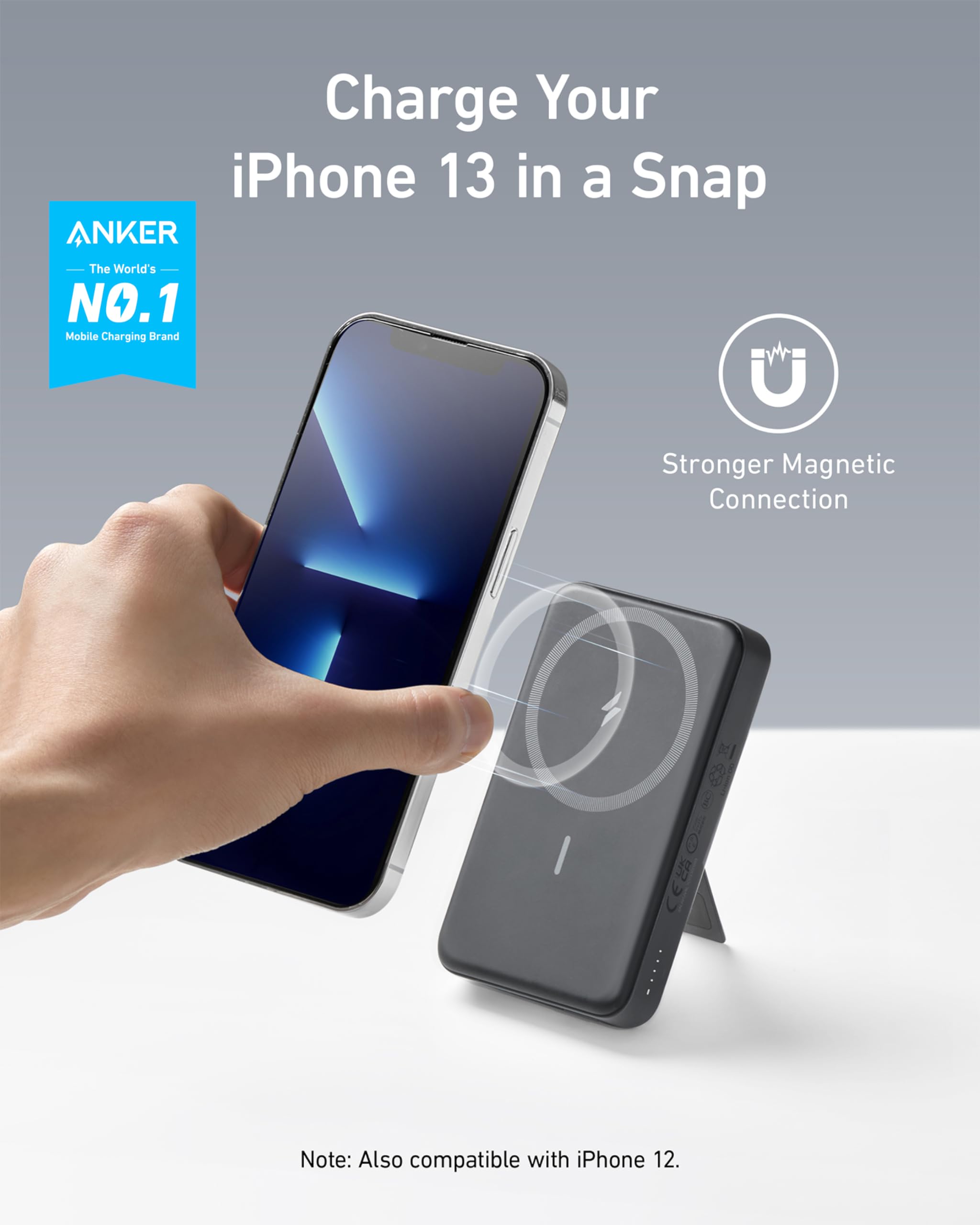 Anker 633 Magnetic Battery charging device in black with magnetic attachment, designed for portable power on the go.