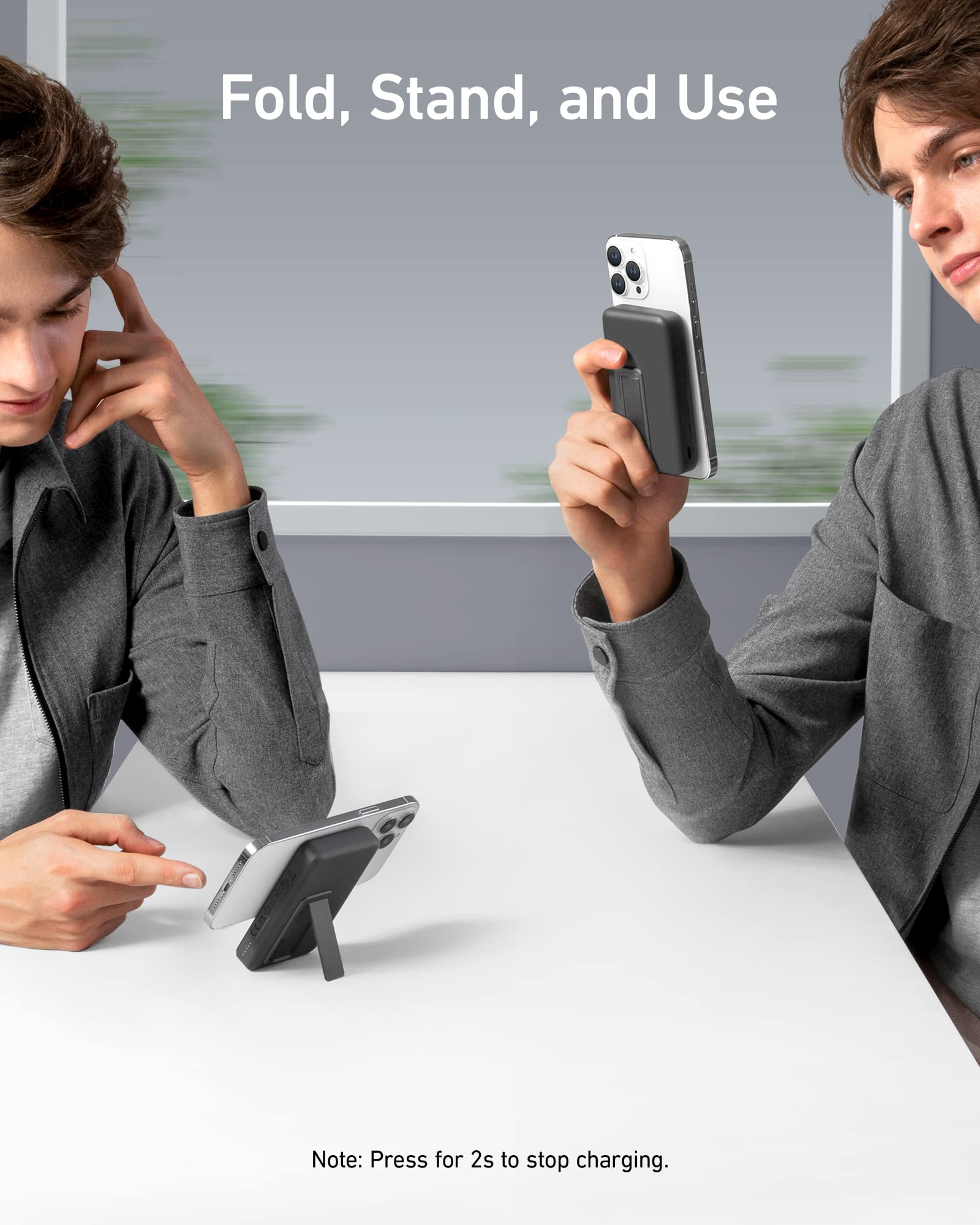 Anker 633 Magnetic Battery charging device in black, designed for magnetic wireless charging compatible with various devices.