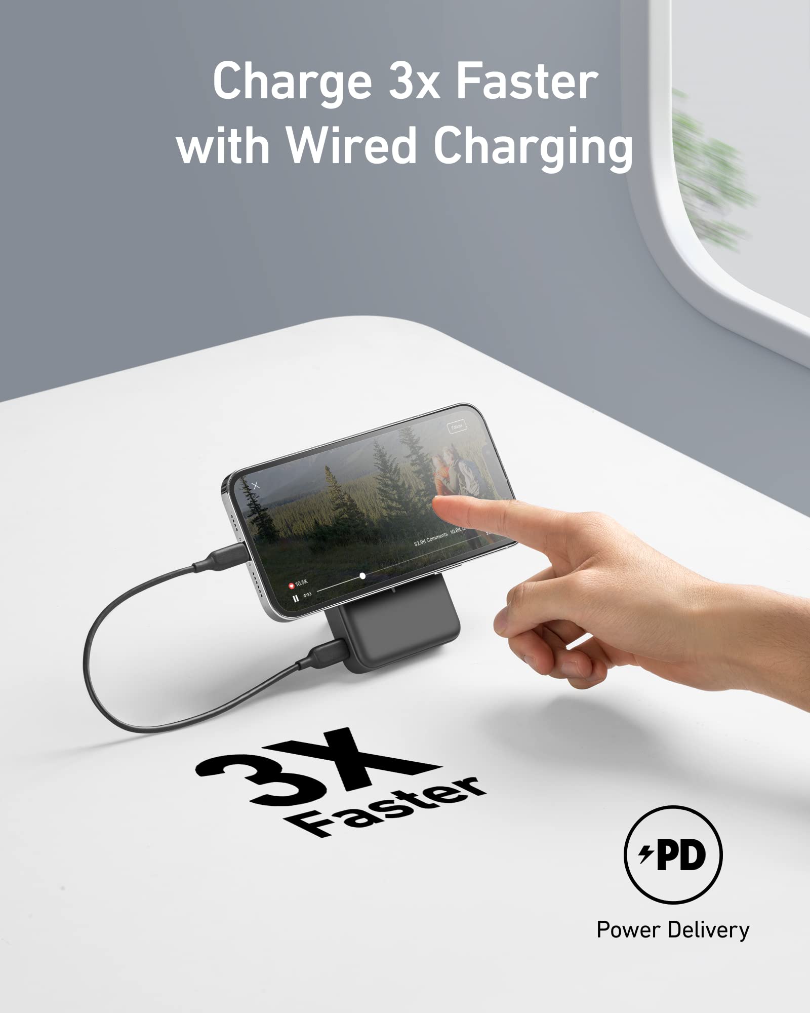 Anker 633 Magnetic Battery charging device in black, designed for magnetic attachment and portable power supply.