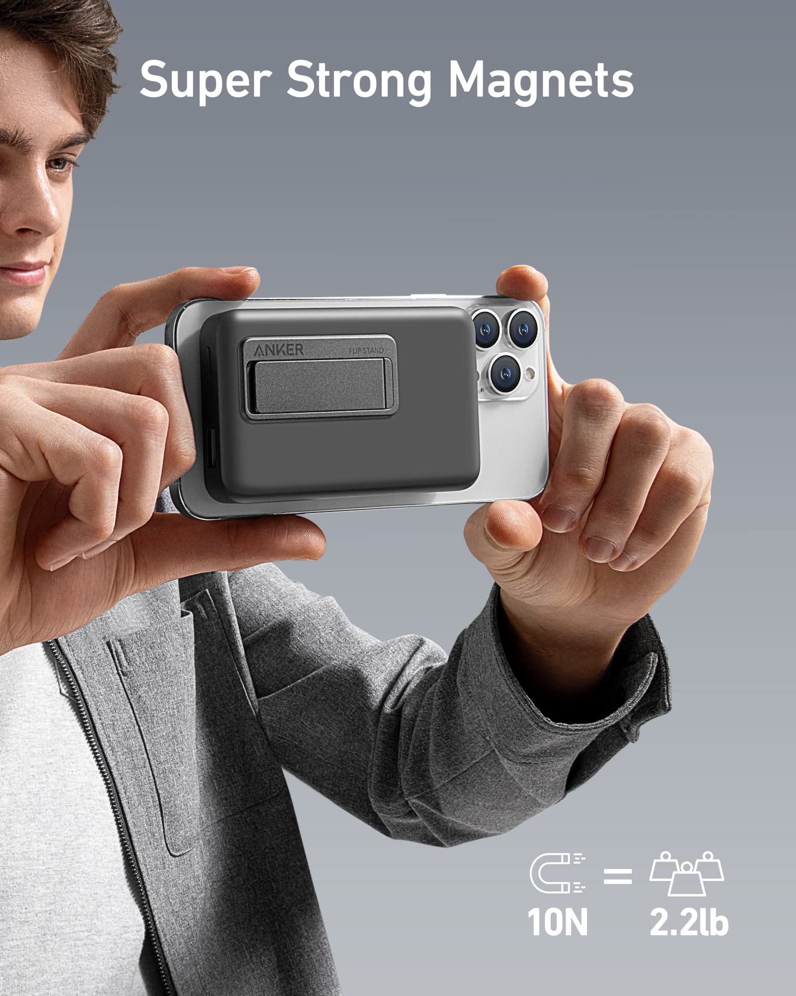 Black Anker 633 Magnetic Battery charger for portable charging, compact and sleek design with magnetic attachment for easy use.