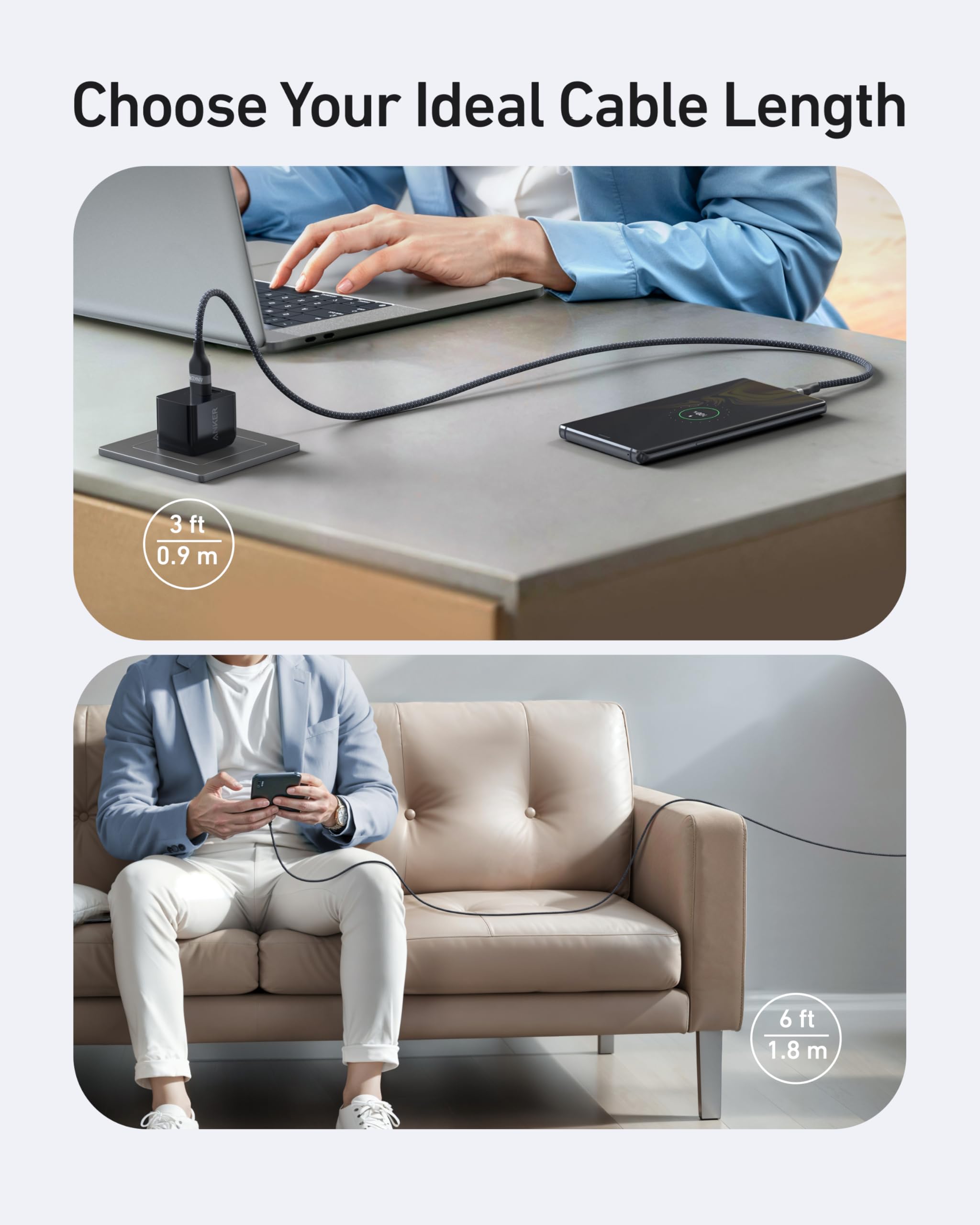 Anker USB-A to USB-C Cable (3 ft/6 ft, Upcycled-Braided) - We The Collective