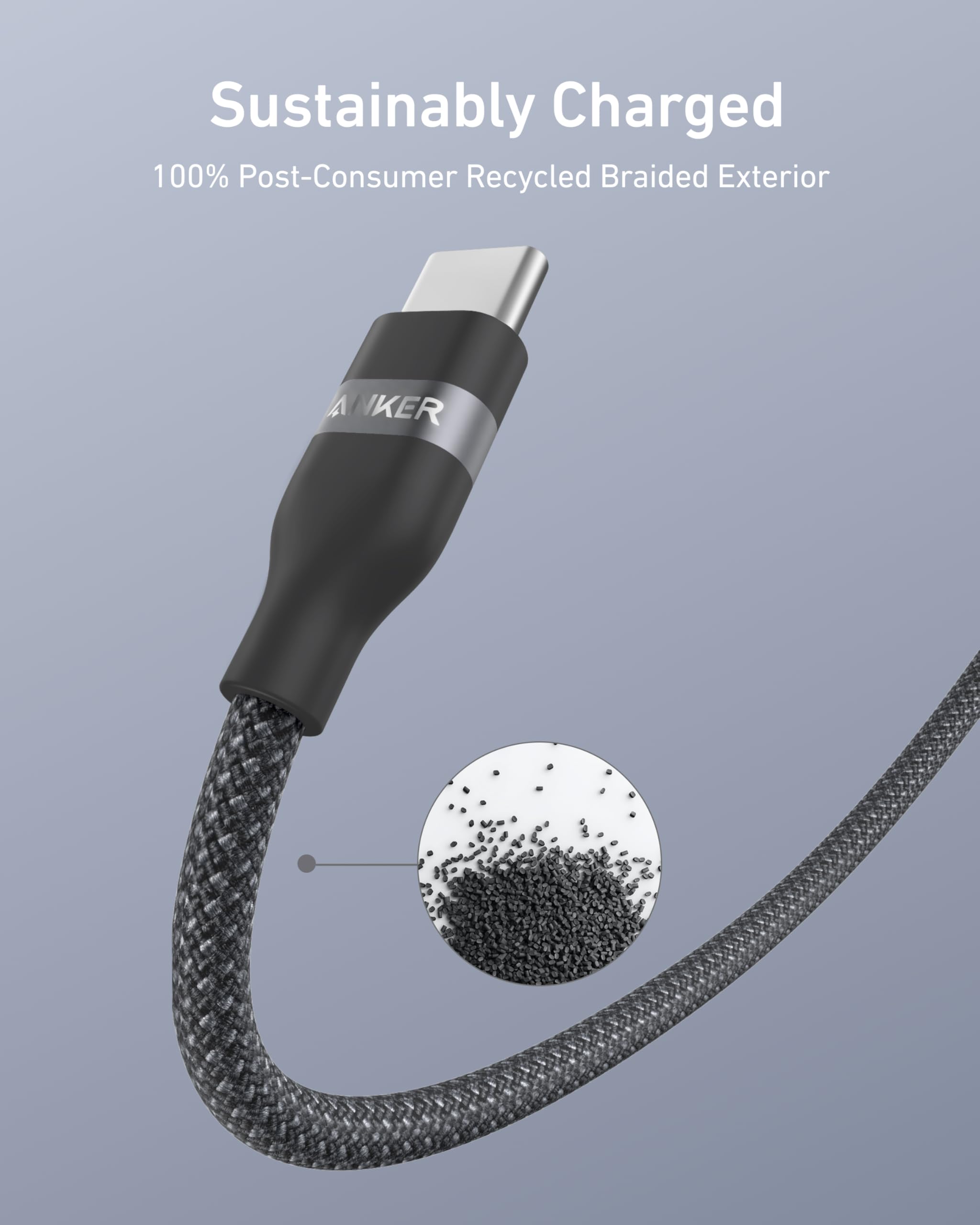 Anker USB-A to USB-C Cable (3 ft/6 ft, Upcycled-Braided) - We The Collective