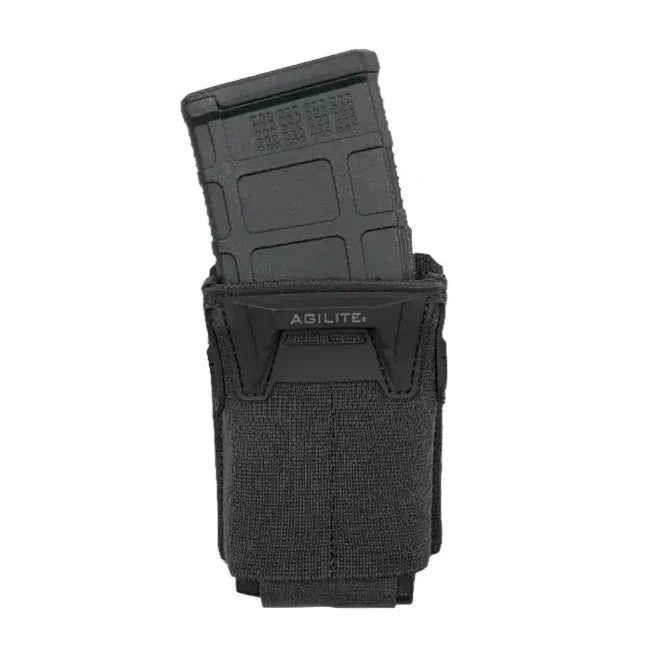 Black HCC Tactical Pincer™ Single Multi-Caliber Mag Pouch with adjustable retention and secure fastening for tactical gear.