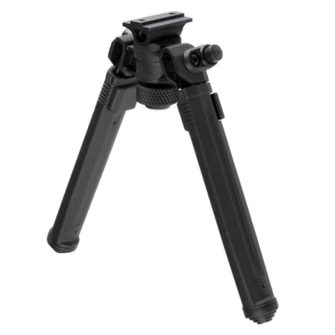 Black A.R.M.S.® 17S style bipod with pan and tilt features for long-range shooting, designed by HCC Tactical.