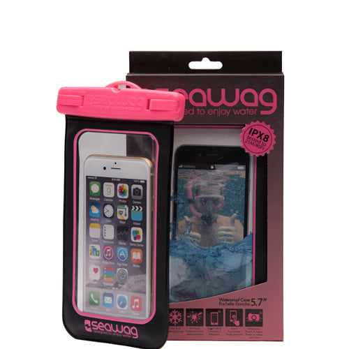 Vamo Life waterproof smartphone case from the WHITE Collection in black and pink, designed to protect devices from water damage.
