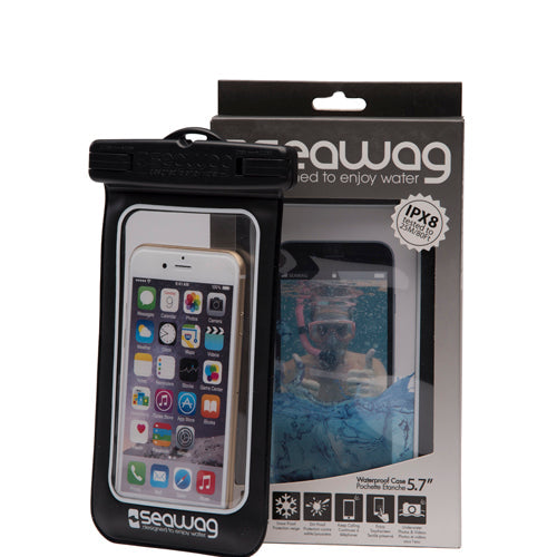 Vamo Life waterproof smartphone case from the White Collection, shown in black and white, designed to protect phones from water damage.