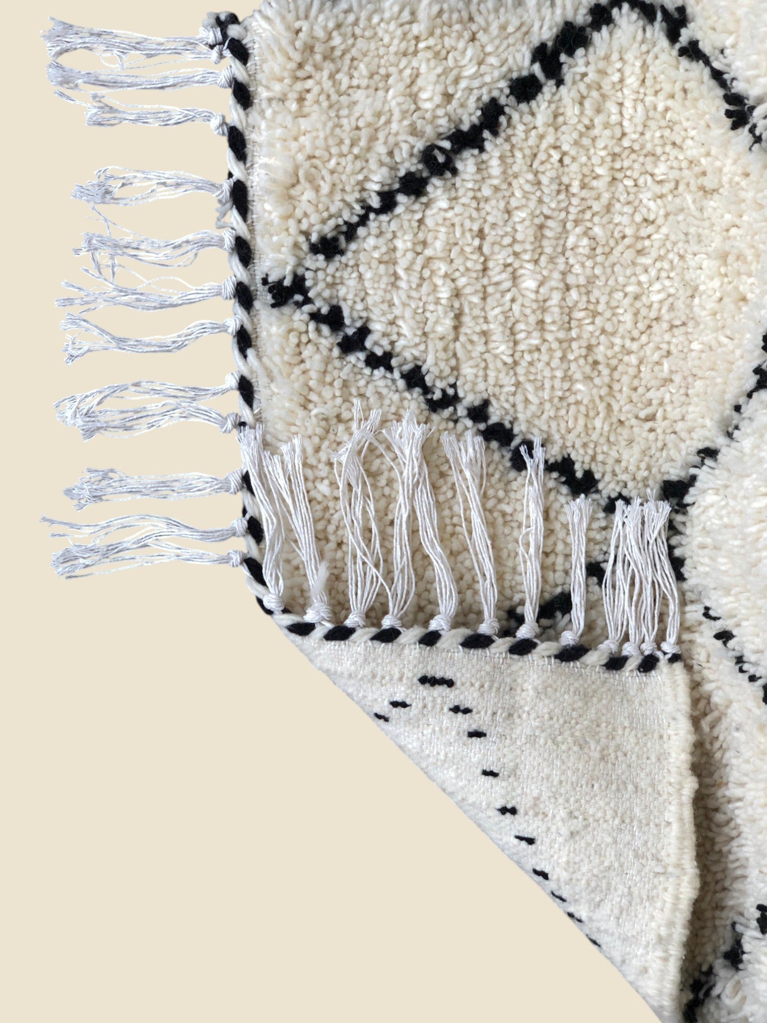 Aicha Moroccan Runner Rug – Black & White Wool - We The Collective