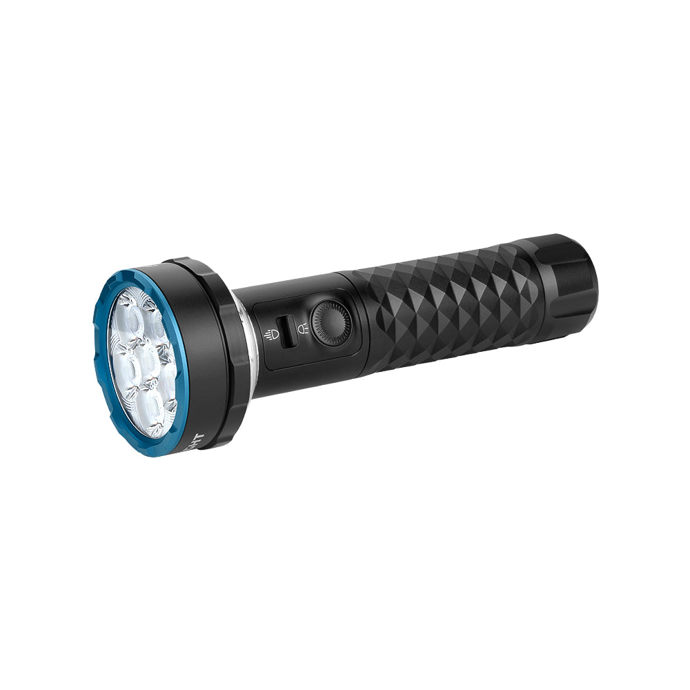 MUCITUP Olight Prowess multifunctional flashlight with bidirectional lighting, black finish, shown with tripod sold separately.