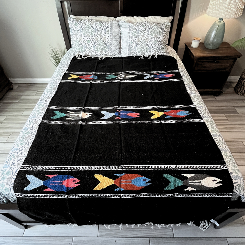 Black Baja Fish Yoga Blanket - OVERLANDERS Outfitter