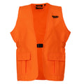 DSG OUTERWEAR Blaze Vest 2.0 in blaze orange, front view showing lightweight design and reflective details for visibility.