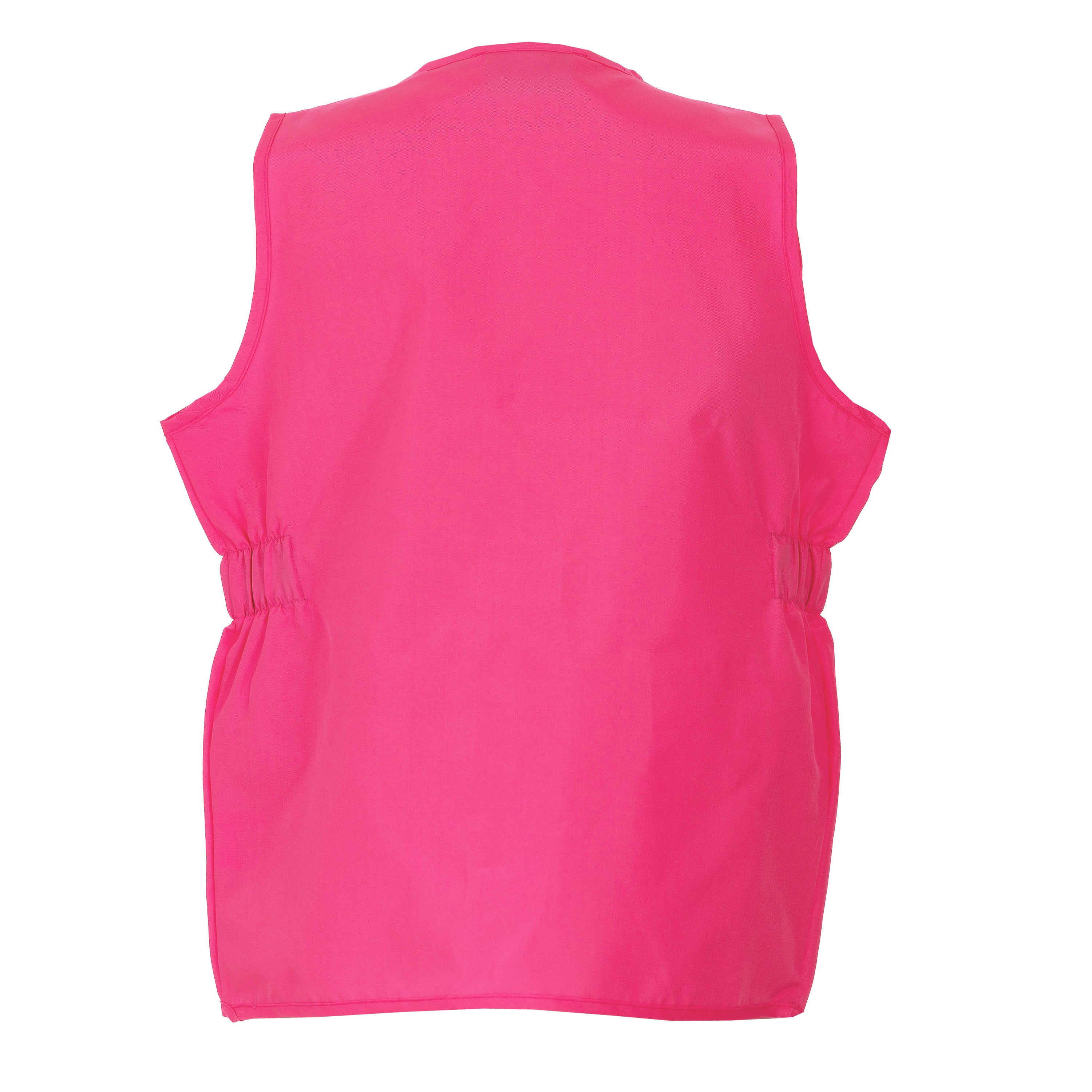 Back view of DSG OUTERWEAR Blaze Vest 2.0 in bright pink, showcasing its lightweight design and sporty fit.